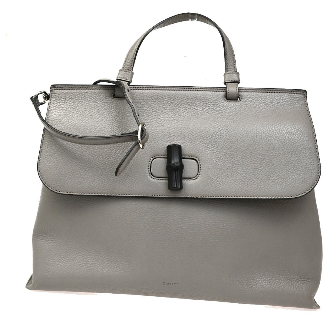 Gucci Leather Bamboo Daily Top Handle Bag Gray: Gucci Leather Bamboo Daily Top Handle Bag Gray This Gucci Bamboo Daily Top Handle Bag is crafted from gray leather, designed for women. It features a structured top handle and showcases the signature