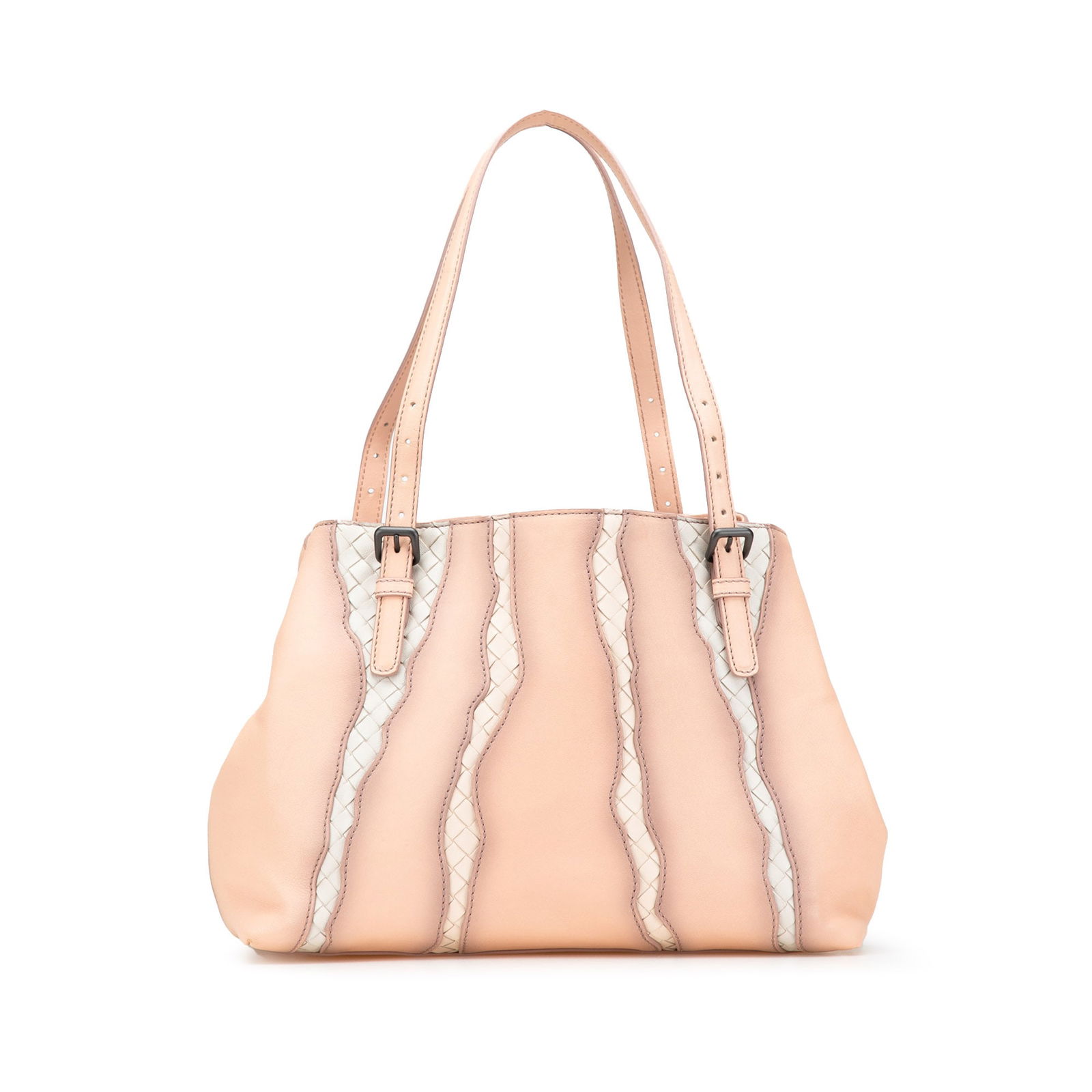 Bottega Veneta Medium Nappa Intrecciato Glimmer Tote Pink Leather: Bottega Veneta Medium Nappa Intrecciato Glimmer Tote Pink Leather The Bottega Veneta Medium Nappa Intrecciato Glimmer Tote is a stylish and functional accessory crafted from luxurious woven leather. T