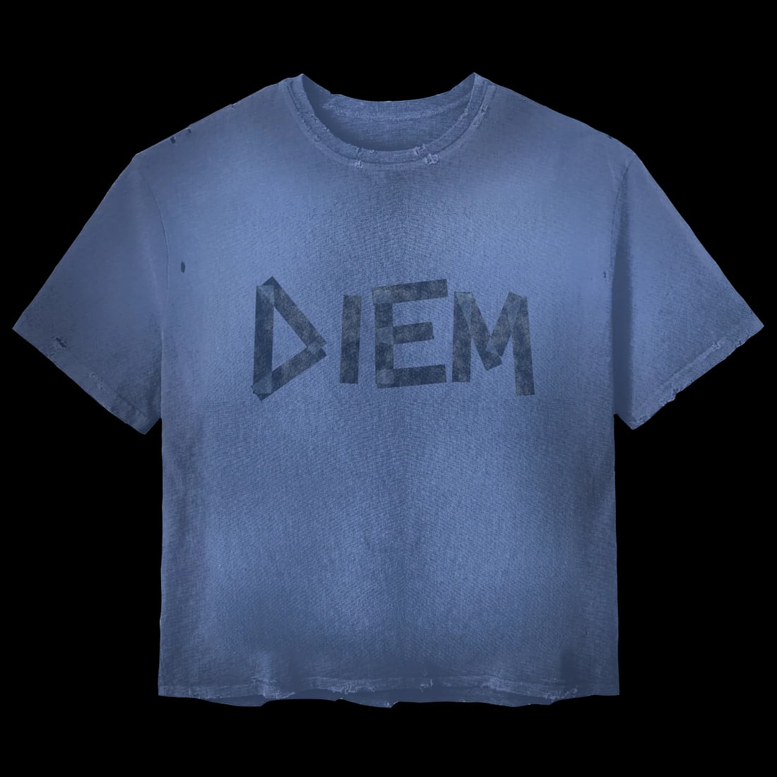 Slate Blue Cropped Distressed Carpe Diem Cotton T-Shirt Size Large: Slate Blue Cropped Distressed Carpe Diem Cotton T-Shirt Size Large This Carpe Diem Slate Blue Tee is a cropped, distressed t-shirt made from ultra-soft, breathable cotton. Designed for comfort and ver
