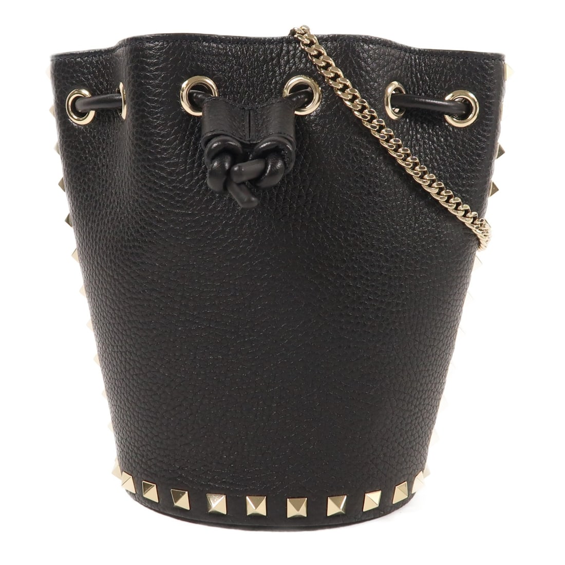 Valentino GHW Black Calfskin Chain Bucket Shoulder Bag 6W2P0AI4VSH/0NO: Valentino GHW Black Calfskin Chain Bucket Shoulder Bag 6W2P0AI4VSH/0NO This VALENTINO shoulder bag is a stunning accessory crafted from premium calfskin leather in a sleek black finish. It features a
