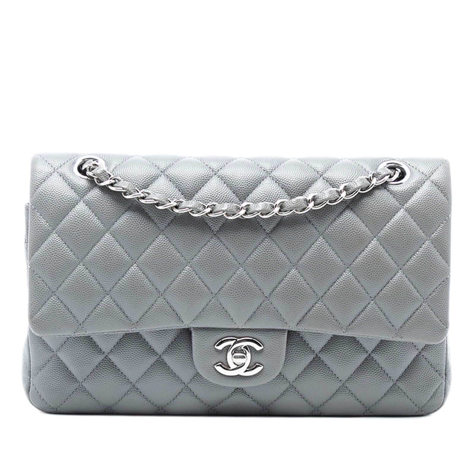 Gray Chanel Classic Medium Caviar Leather Double Flap Shoulder Bag (1 of 8)