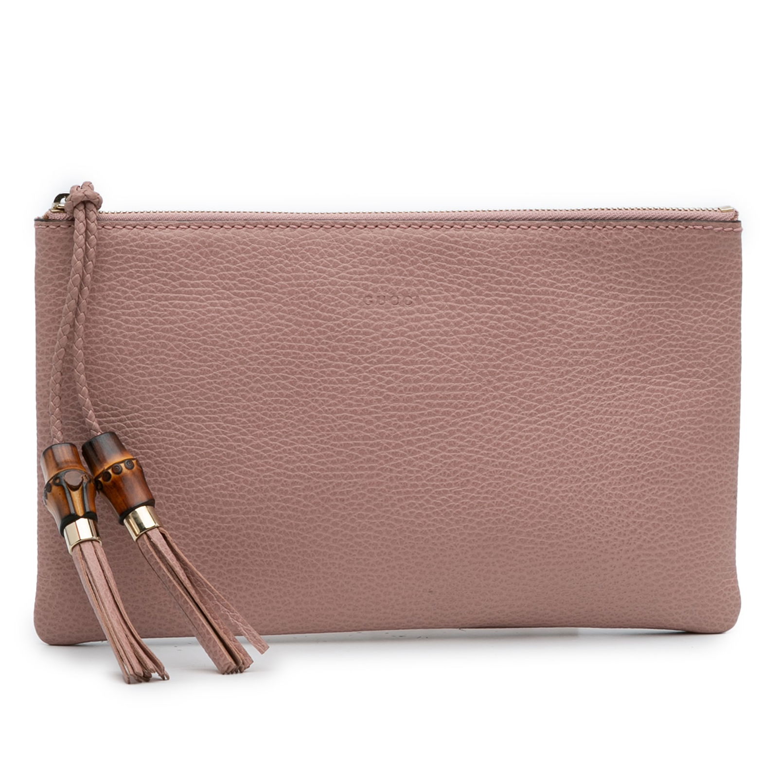 Gucci Pink Calfskin Bamboo Clutch with Tassel Detail (1 of 11)