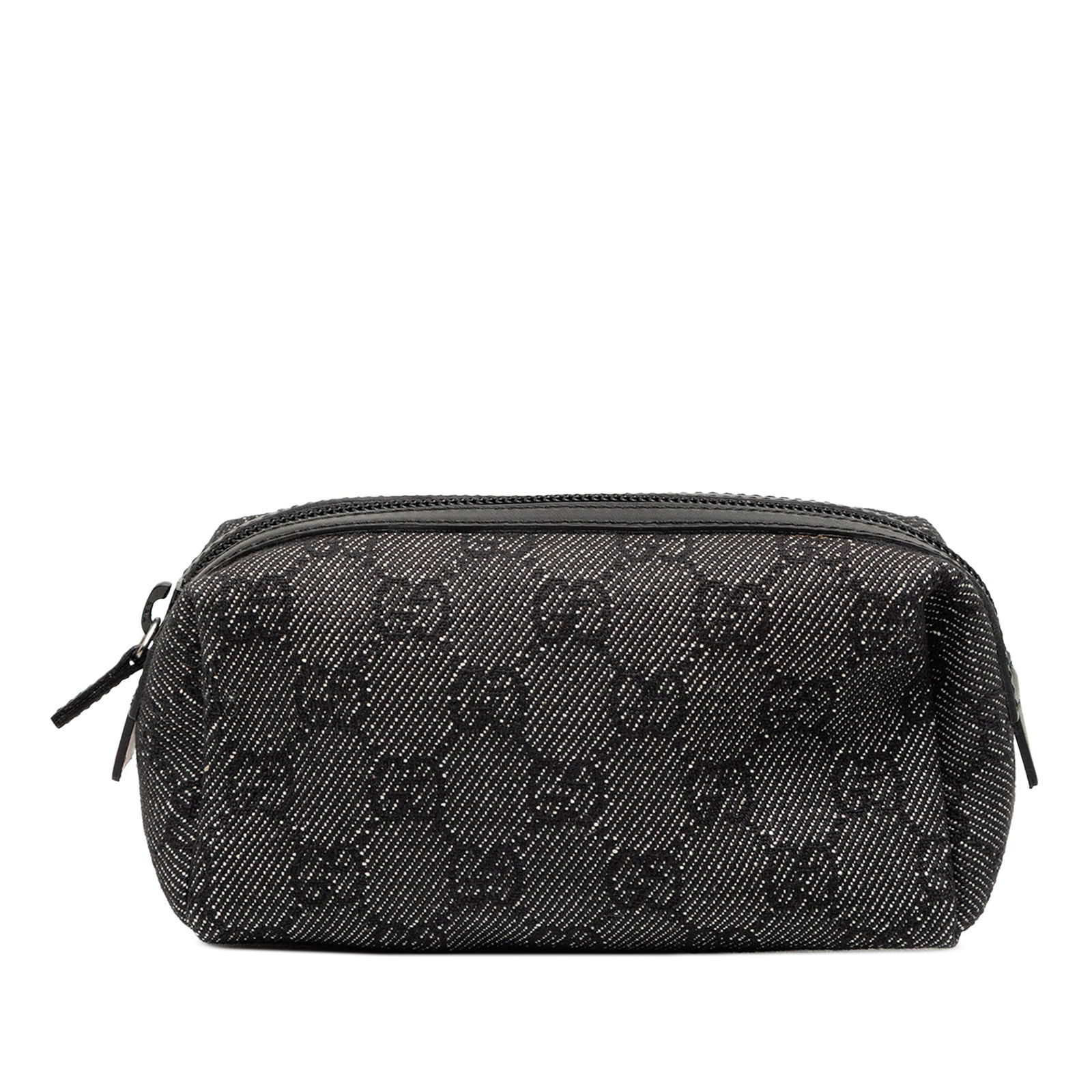 Gucci GG Denim Makeup Bag with Leather Trim and Zip Top (1 of 7)