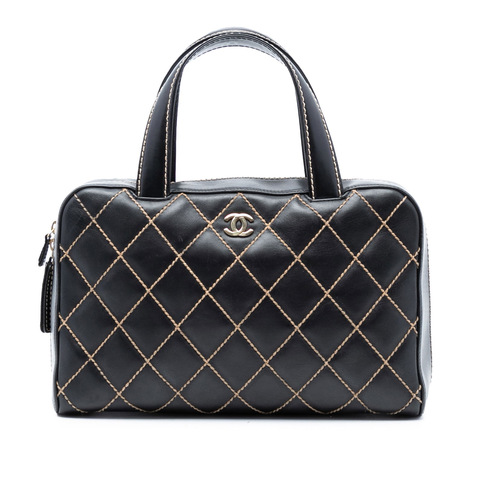 Black Lambskin Wild Stitch CC Handbag by Chanel (1 of 8)