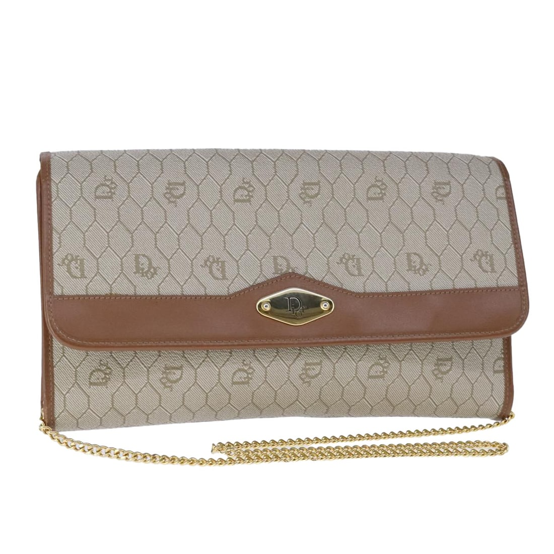 Christian Dior Honeycomb Canvas Beige Shoulder Bag Vintage France: Christian Dior Honeycomb Canvas Beige Shoulder Bag Vintage France This pre-owned Christian Dior shoulder bag features the vintage Honeycomb chain design in beige canvas. The bag is designed for women