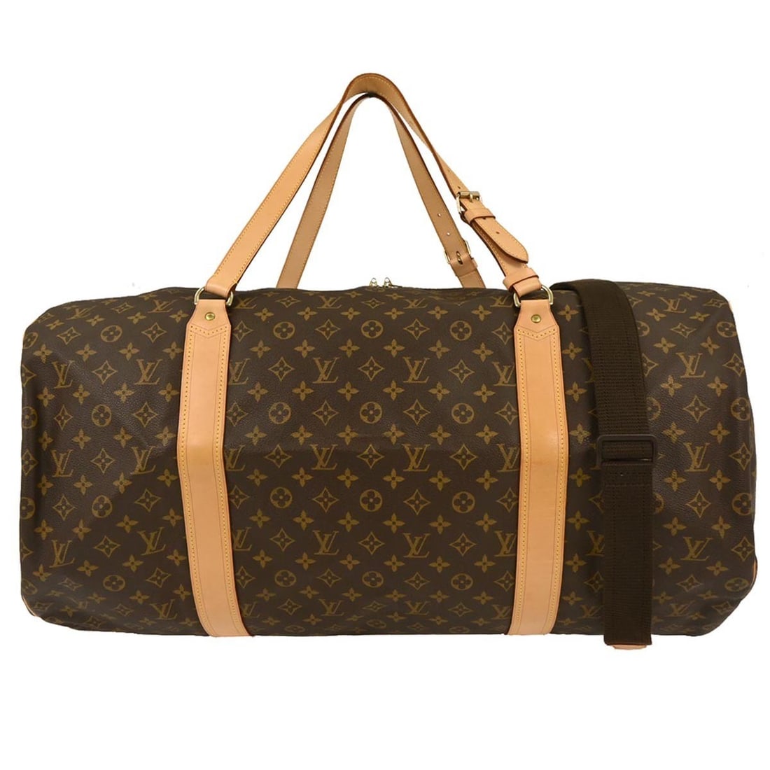 Louis Vuitton Monogram Sac Polochon Duffle Bag M41222 Travel Brown: Louis Vuitton Monogram Sac Polochon Duffle Bag M41222 Travel Brown Elevate your travel style with this Louis Vuitton Monogram Sac Polochon 2way Duffle Bag. Crafted from luxurious Monogram Canvas Leath