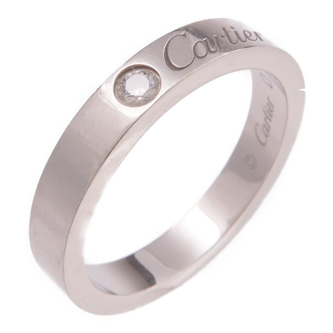 Cartier Love Band Diamond Platinum PT950 Size 47 US 4: Cartier Love Band Diamond Platinum PT950 Size 47 US 4 This Cartier Love wedding ring is crafted from Pt950 platinum and features a diamond accent. The ring is size #47 (US size 4) and was made in Fran