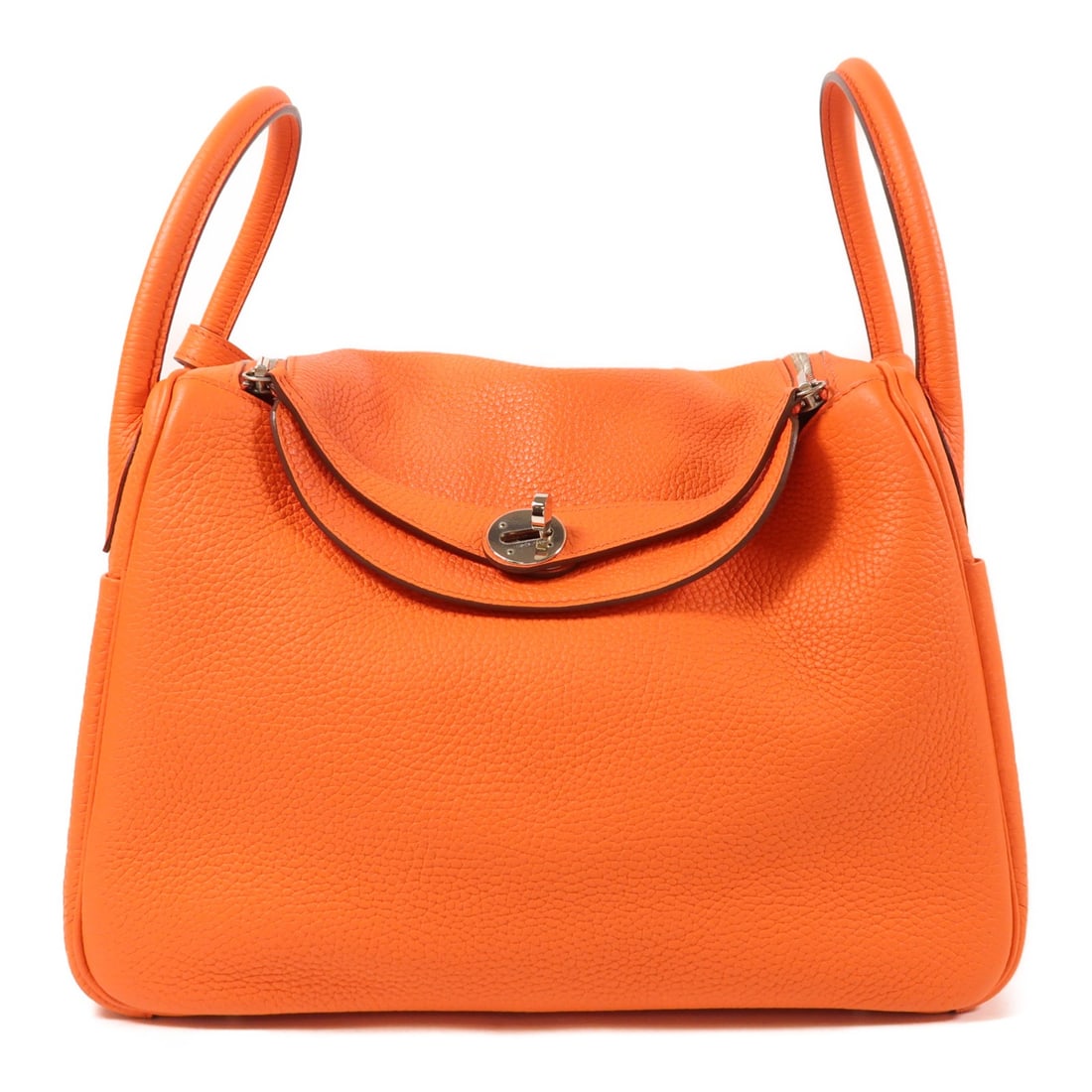 HERMES Lindy 30 2Way Shoulder Bag Clemence Leather Orange PHW (1 of 17)