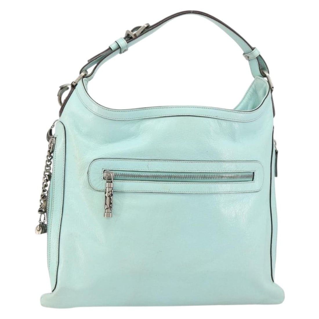 Blue Leather Vintage Versace Shoulder Bag 33cm by 27cm: Blue Leather Vintage Versace Shoulder Bag 33cm by 27cm This vintage Versace shoulder handbag is crafted from blue leather and designed for women. It features a shoulder strap and metal fittings. The b