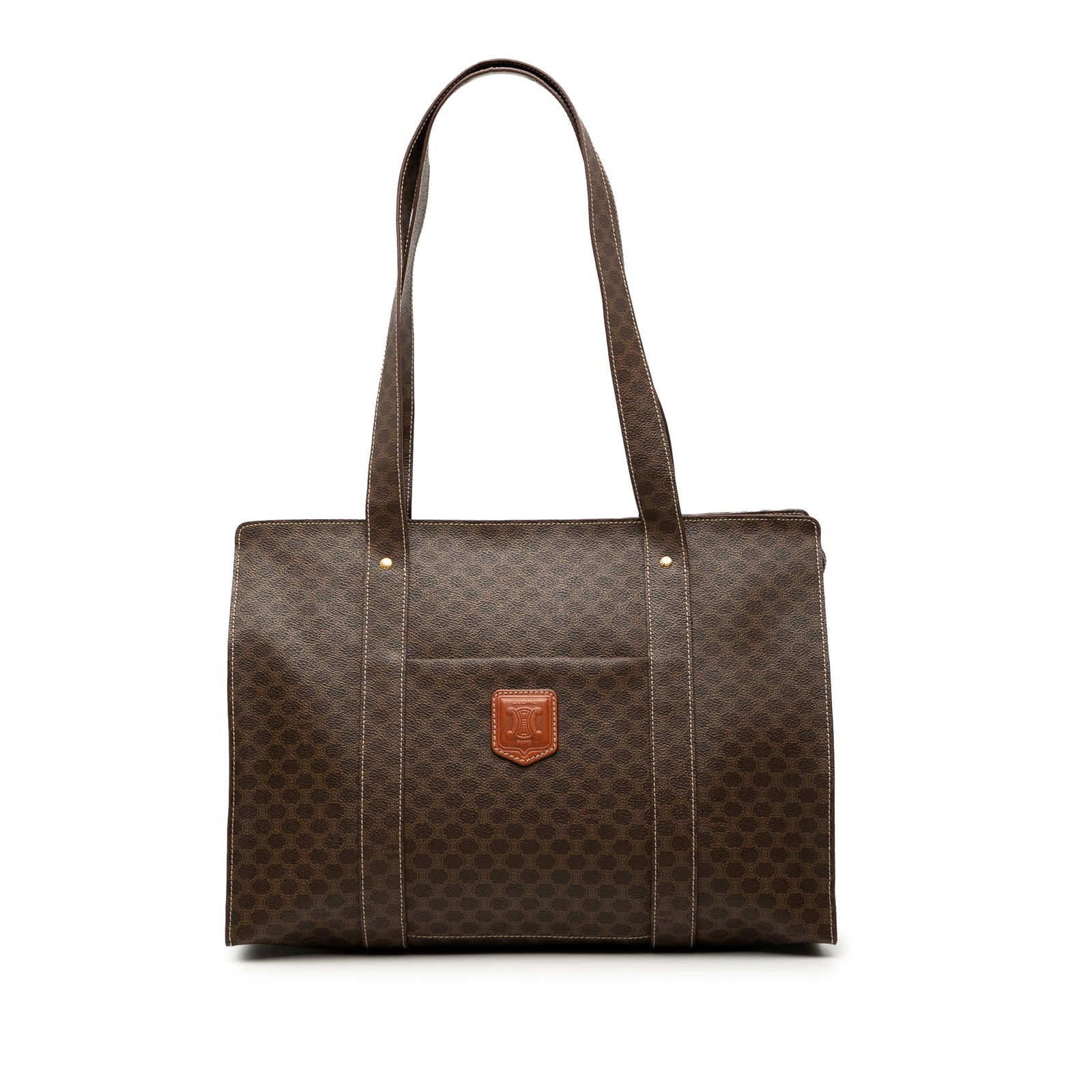Celine Brown Macadam Tote Bag Coated Canvas with Front Pocket (1 of 7)