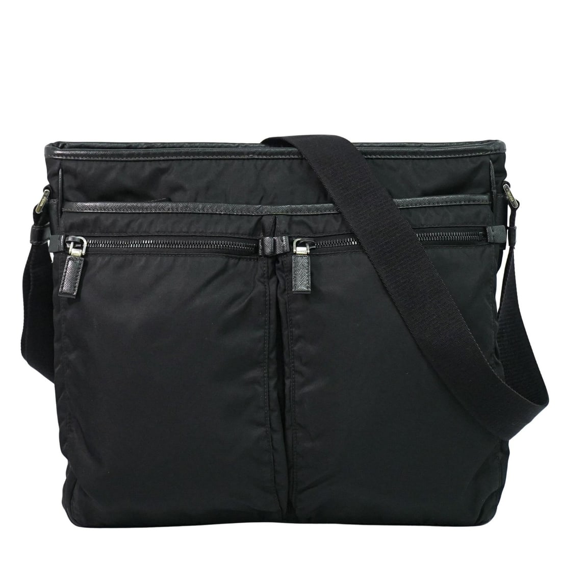Prada Tessuto Nylon Messenger Bag with Double Zip Pockets Black (1 of 15)