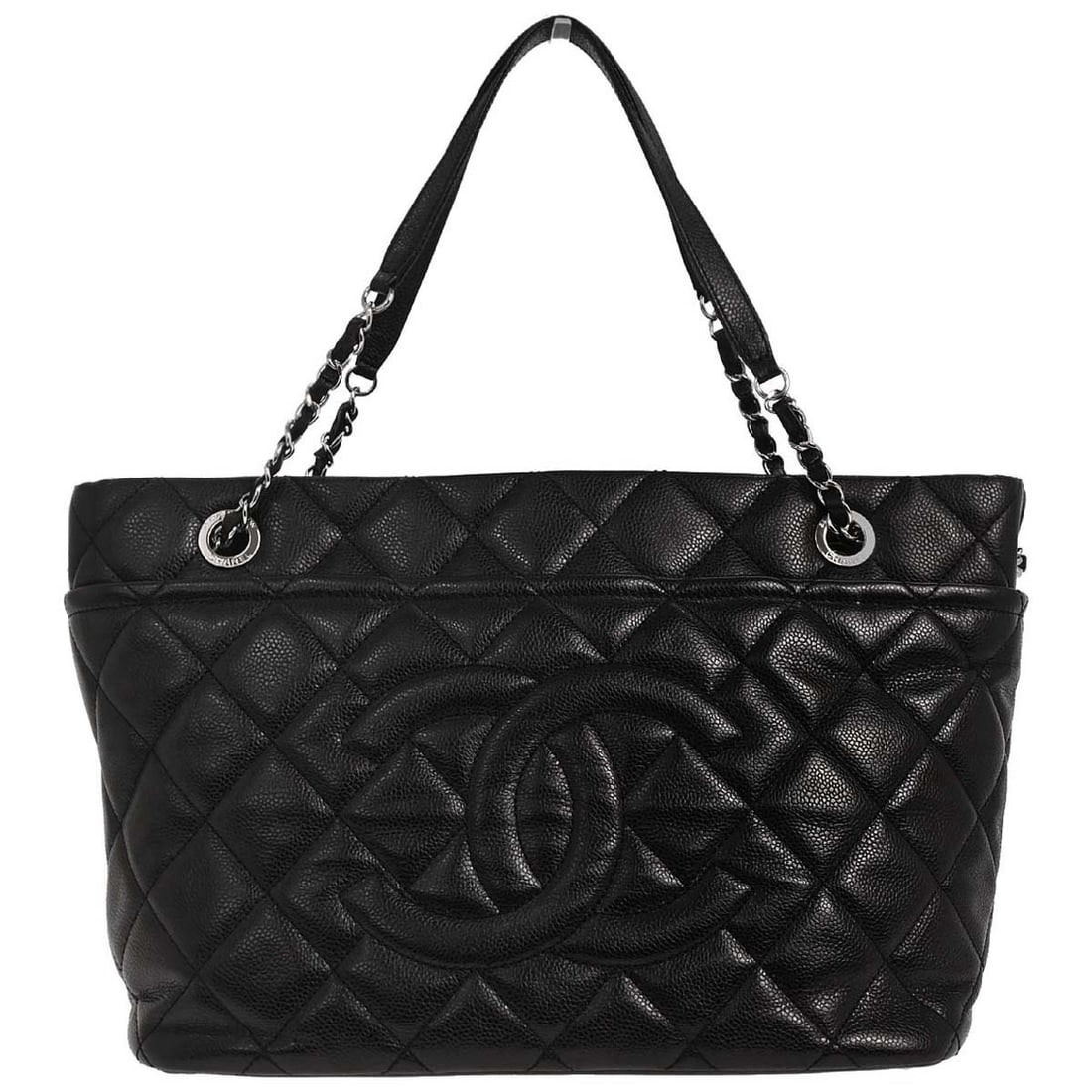 Chanel Black Calfskin Tote Handbag with Double Handles (1 of 10)