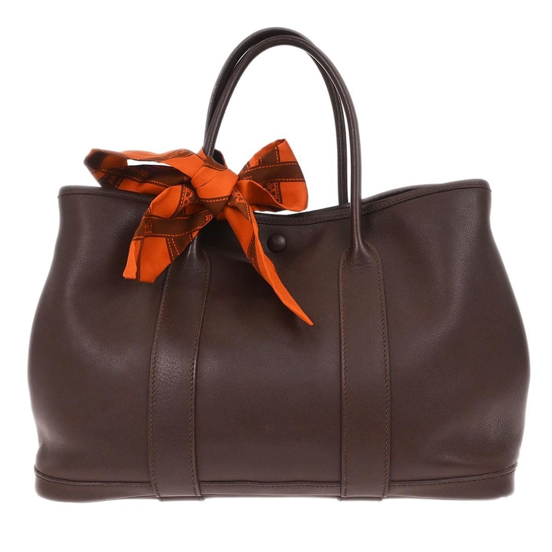 Hermes Garden TPM Tote in Havane Swift Leather with Silver Hardware (1 of 10)