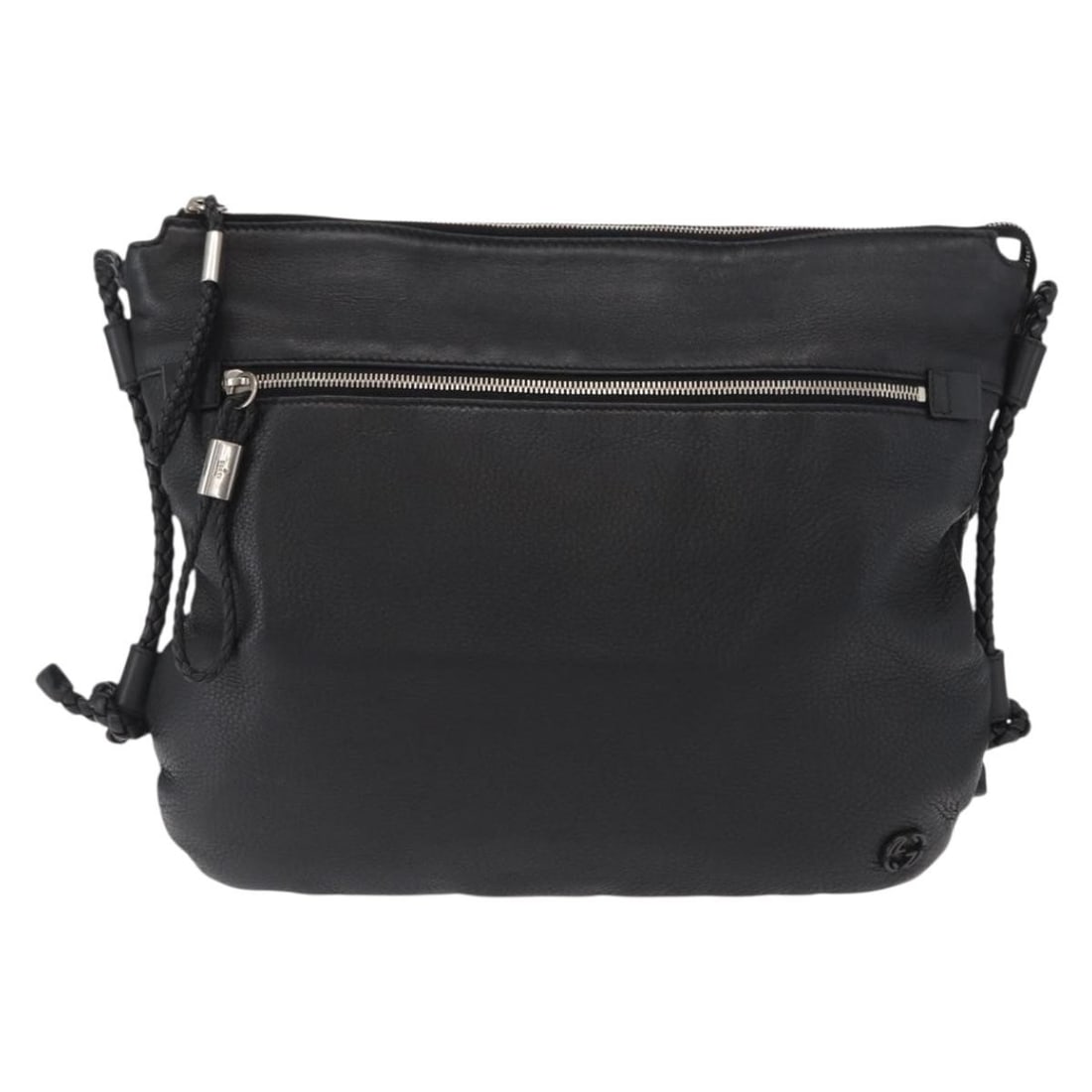 Black Leather Messenger Bag Gucci Braided Strap Design (1 of 18)