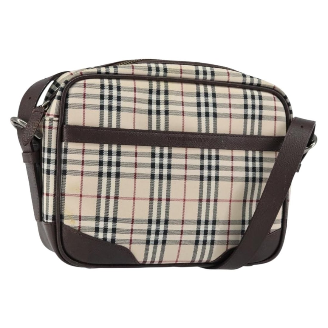 BURBERRY Nova Check Beige Silver Canvas Shoulder Bag: BURBERRY Nova Check Beige Silver Canvas Shoulder Bag This Burberry Nova Check Shoulder Bag is a stylish accessory crafted from durable canvas featuring a chic beige and silver color palette. Designed