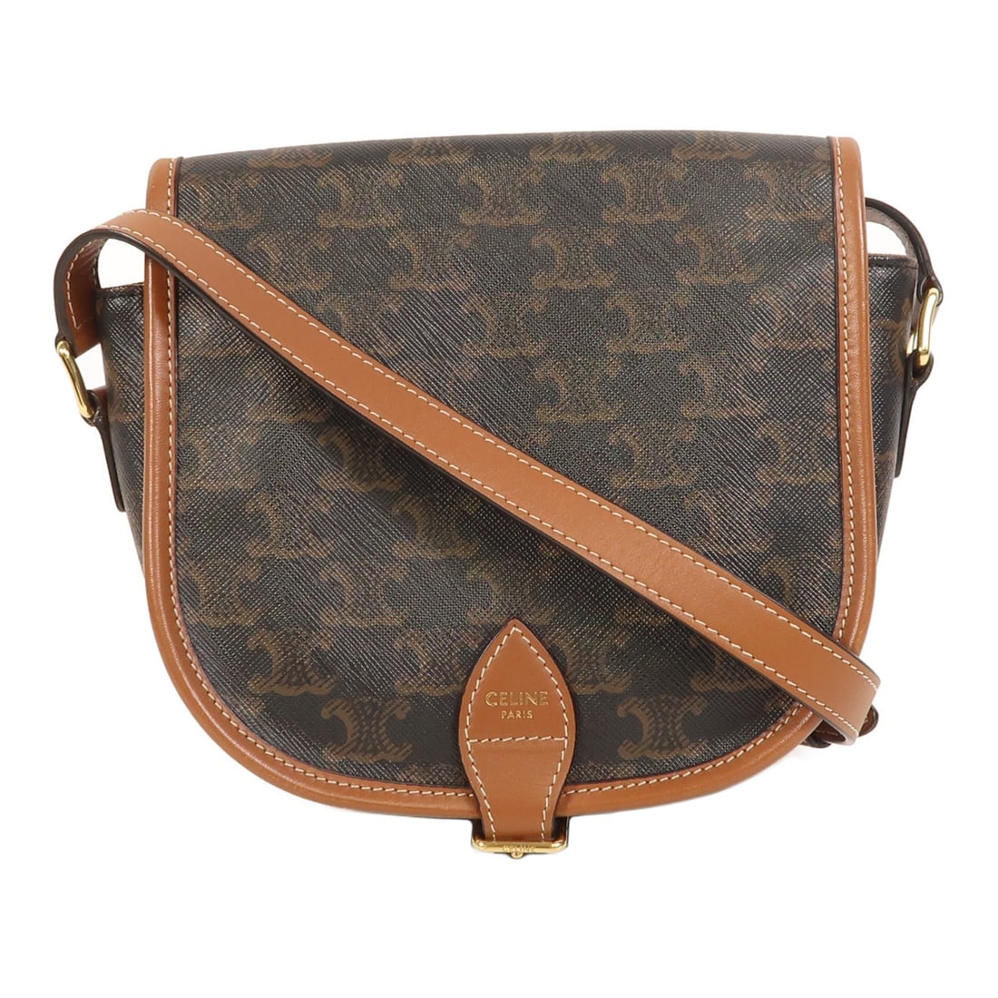 CELINE Folco Brown Shoulder Bag PVC Coated Canvas: CELINE Folco Brown Shoulder Bag PVC Coated Canvas Introducing the CELINE Folco Shoulder Bag, a stylish accessory crafted from durable PVC coated canvas in a rich brown hue. This bag combines practical