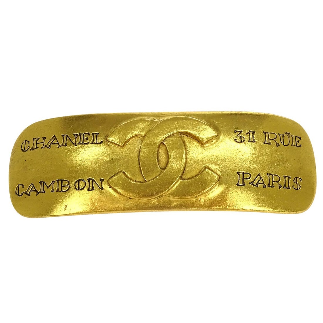 Chanel 99A Gold Plated Hair Clip Barrette Accessories: Chanel 99A Gold Plated Hair Clip Barrette Accessories This elegant Chanel hair clip barrette is a luxurious accessory that adds a touch of sophistication to any hairstyle. Crafted in France, this piec