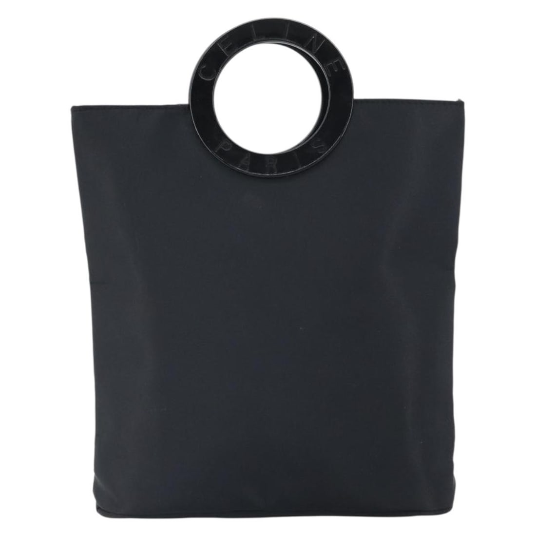Celine Nylon Circle Logo Women's Handbag Black 18cm x 20cm x 5cm: Celine Nylon Circle Logo Women's Handbag Black 18cm x 20cm x 5cm This black nylon handbag from Celine features the Circle Logo design, tailored for women. It shows minor signs of wear including slight