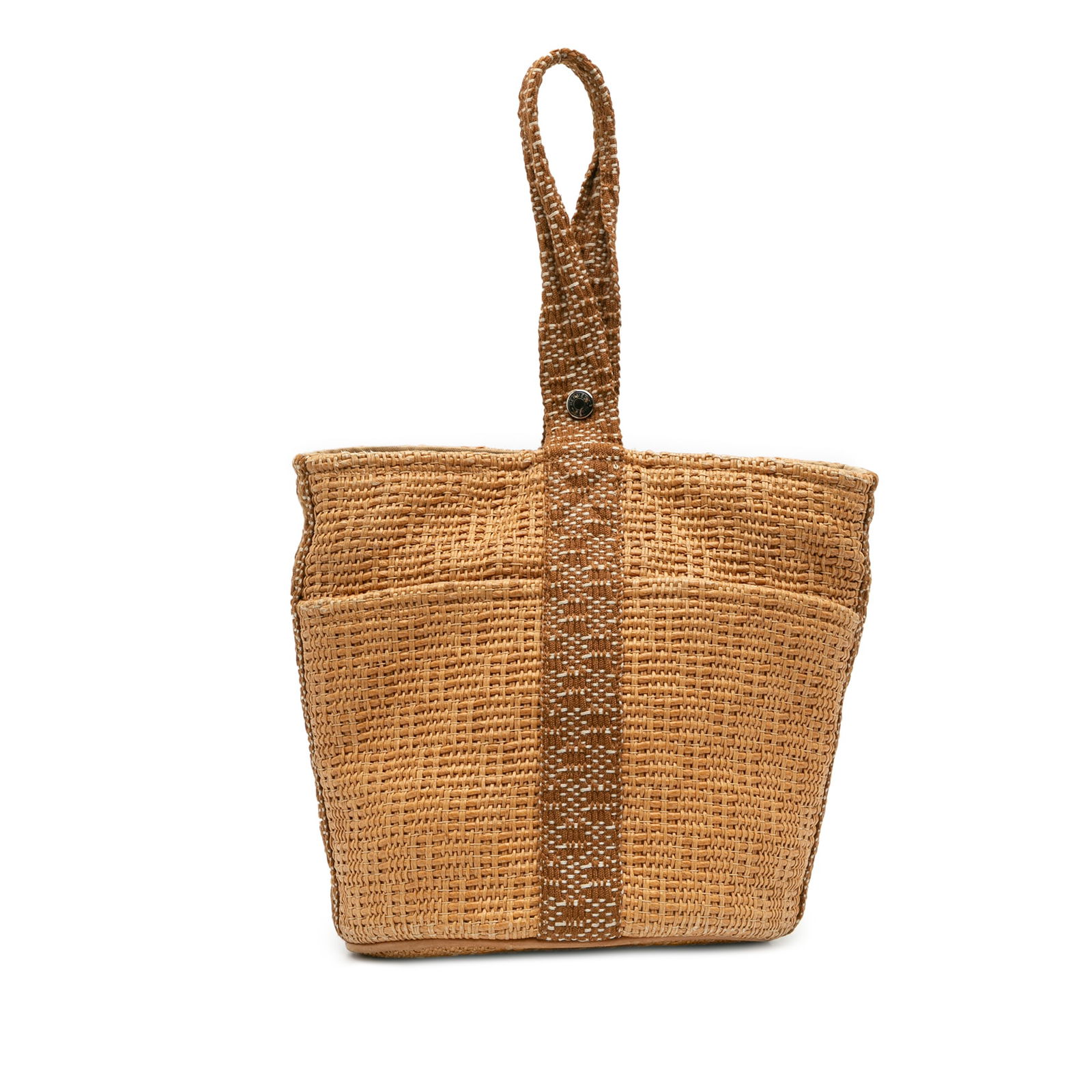 Hermes Woven Straw Saxo MM Brown Bag Natural Material France (1 of 7)