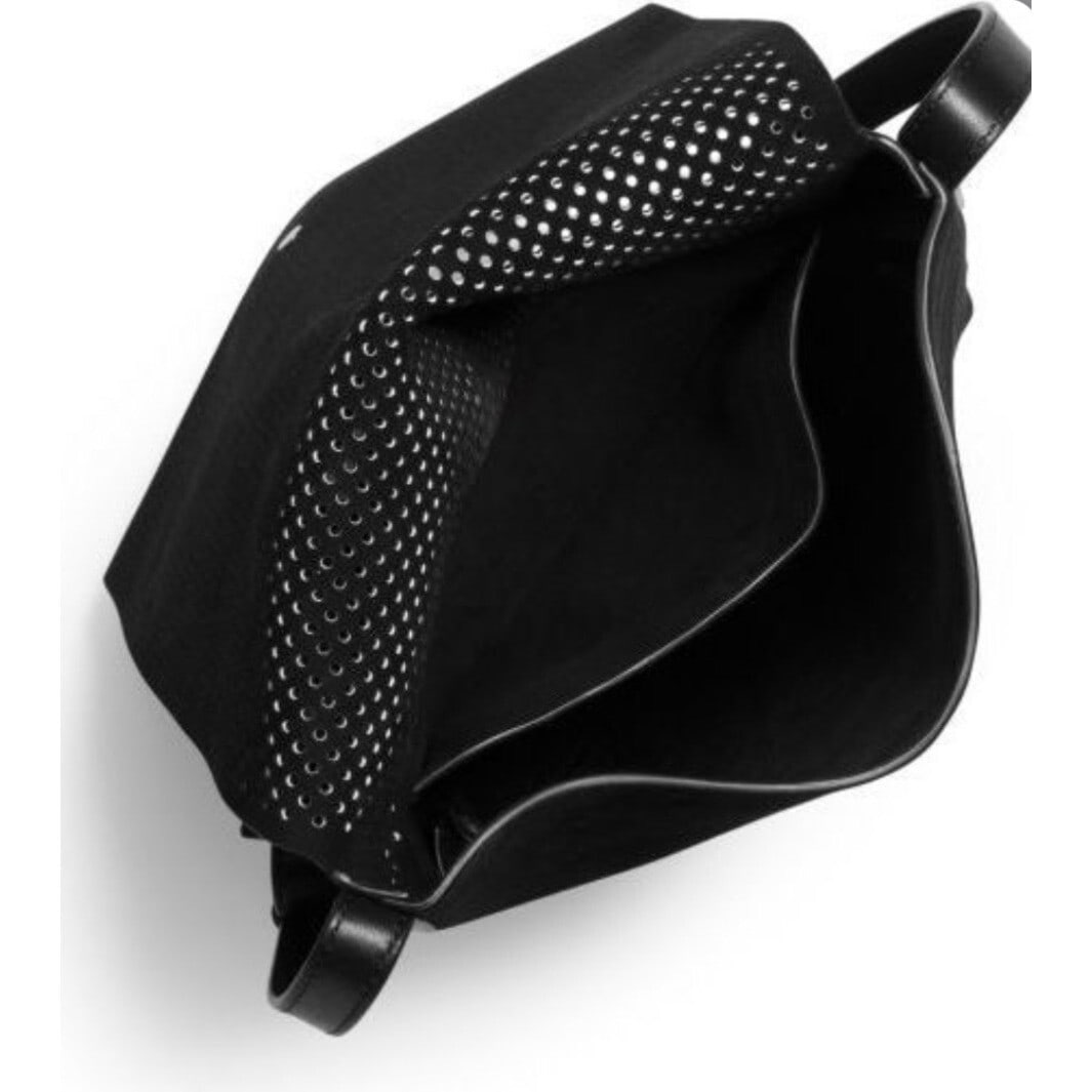 Michael Kors Taos Perforated Suede Crossbody Bag Black Silver Hardware - 2