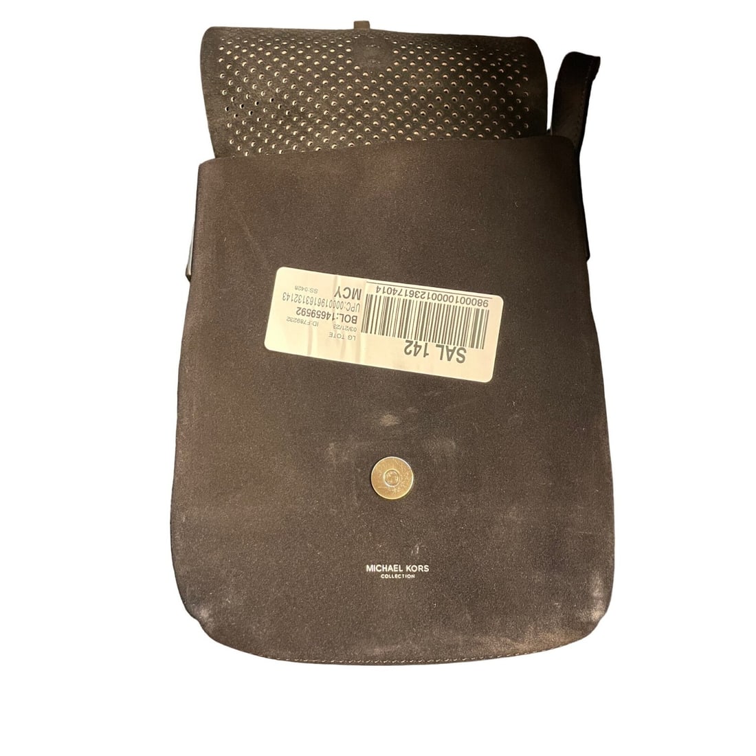 Michael Kors Taos Perforated Suede Crossbody Bag Black Silver Hardware - 5