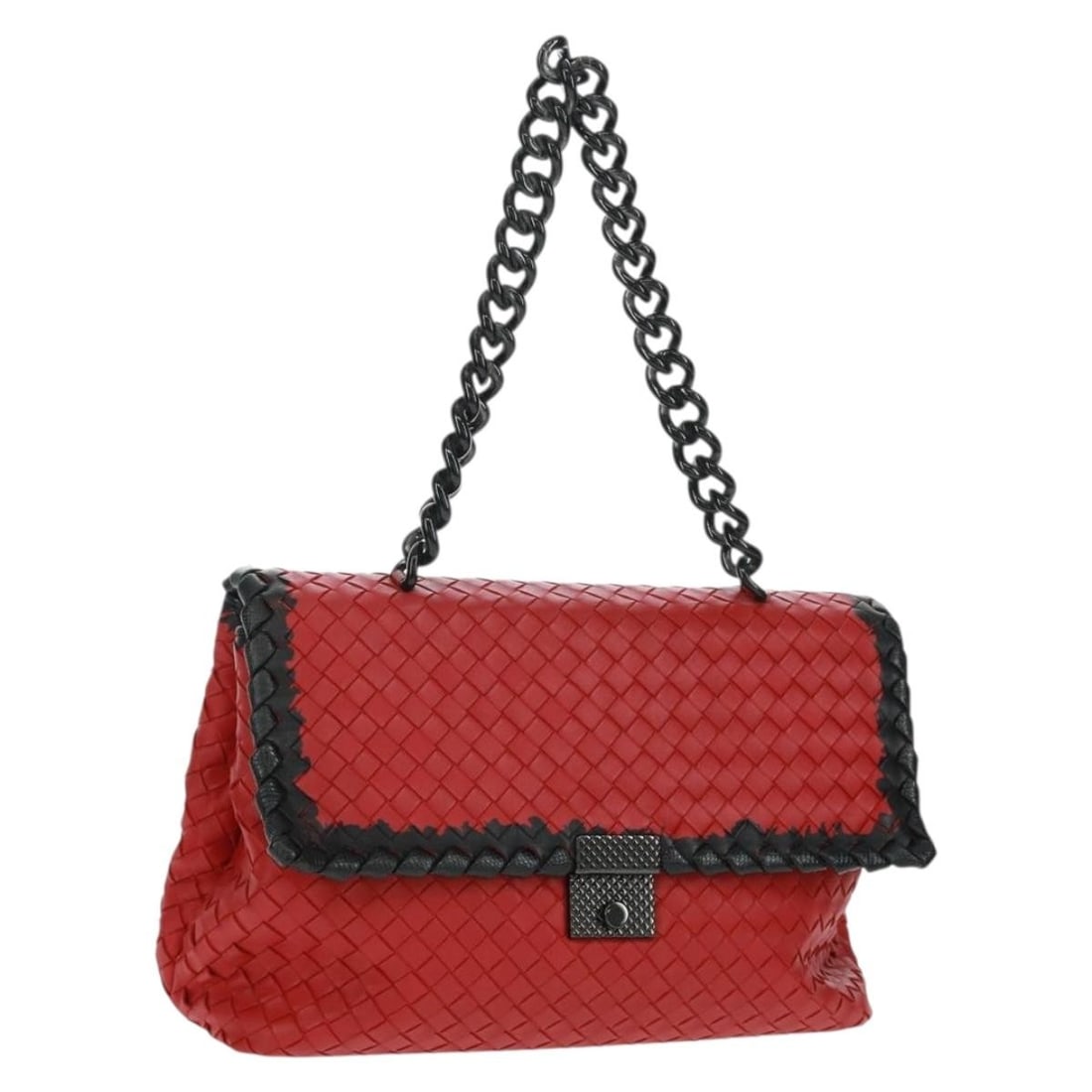 Red Intrecciato Leather Shoulder Bag by Bottega Veneta with Dust Bag (1 of 18)