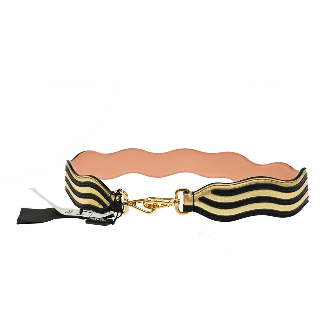 Fendi Leather Shoulder Strap Striped You Design Black: Fendi Leather Shoulder Strap Striped You Design Black Fendi Striped Strap You shoulder strap designed for unisex use in black leather. It features suede and leather materials with a striped pattern. T
