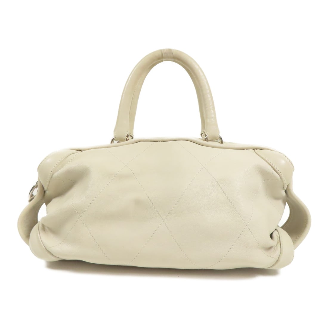 CHANEL White Calfskin Leather Handbag with Silver Hardware (1 of 16)