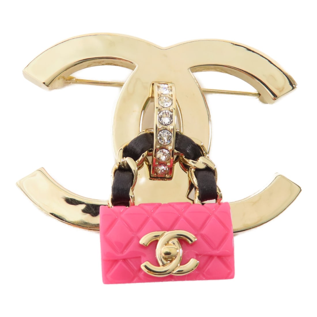 Chanel Pink Metal CC Brooch ABA011 B23 C with Gold Tone Hardware (1 of 7)