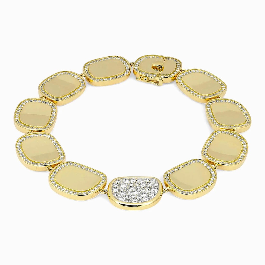 18k Yellow Gold Diamond Tennis Bracelet from Black Jade Series by Roberto Coin: 18k Yellow Gold Diamond Tennis Bracelet from Black Jade Series by Roberto Coin This exquisite Roberto Coin Black Jade Collection tennis bracelet is expertly crafted in 18k yellow gold. Featuring 11 li