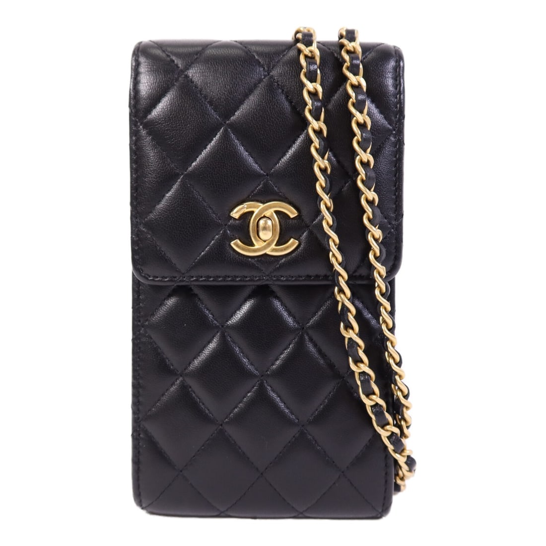 Black Lambskin CHANEL AS2705 Shoulder Bag with Gold Tone Chain Detail (1 of 16)