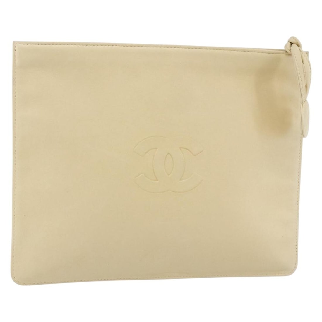 Chanel CC Quilted Caviar Leather Pochette Beige 25cm x 20cm (1 of 17)