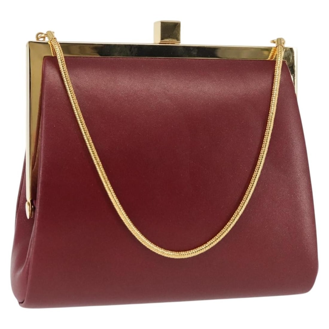 BURBERRY Leather Hand Bag Bordeaux Gold with Authentication 146495 (1 of 16)