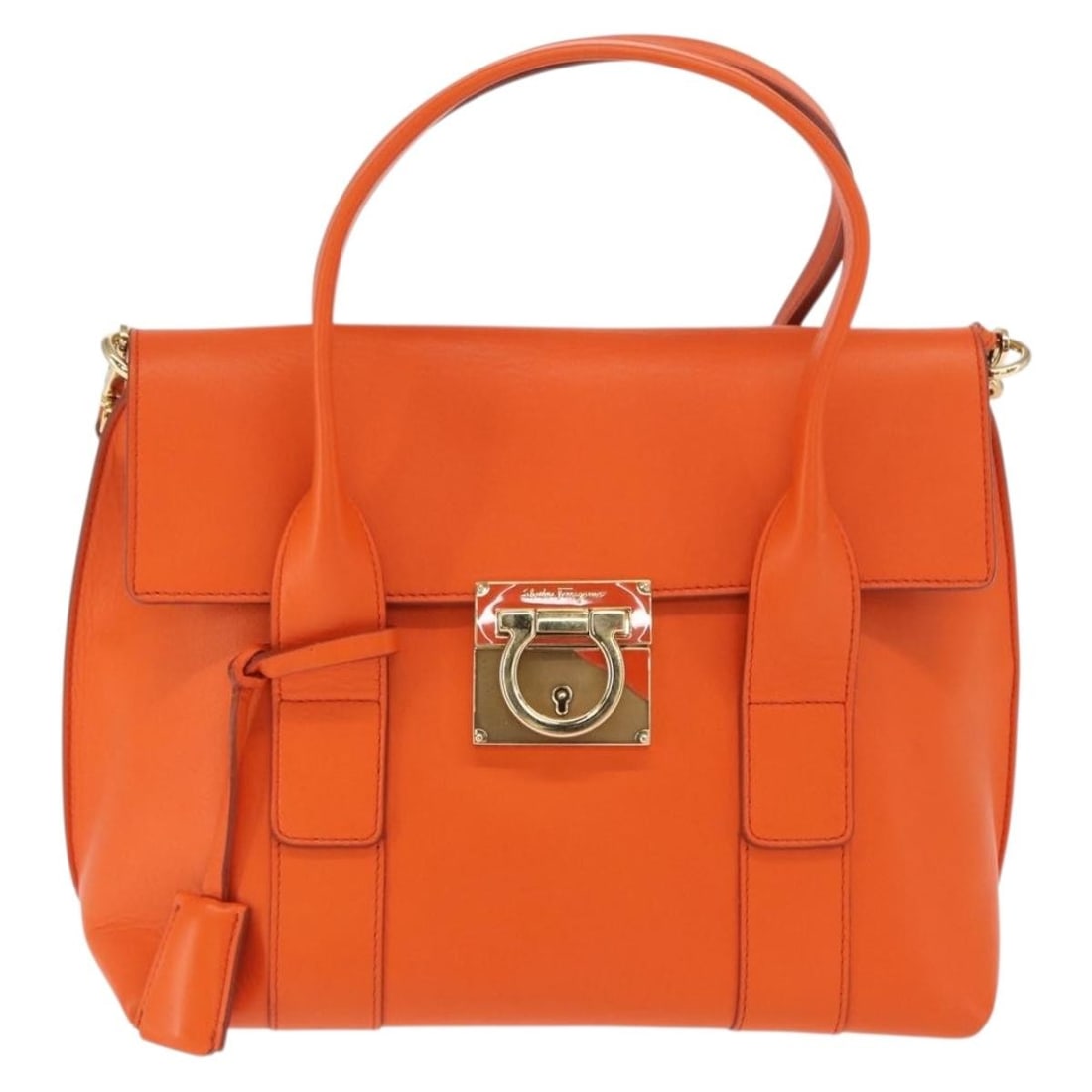 Salvatore Ferragamo Leather Sookie Satchel in Orange (1 of 18)
