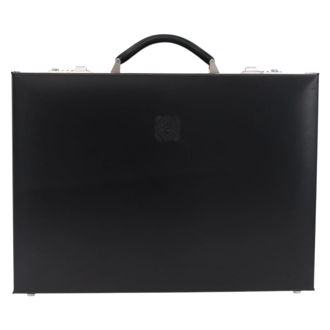 Black Leather Loewe Anagram Business Bag Unisex 44cm x 32cm x 10cm: Black Leather Loewe Anagram Business Bag Unisex 44cm x 32cm x 10cm This is a Loewe Anagram Business leather bag designed for unisex use. The bag features a black leather exterior with minor signs of w