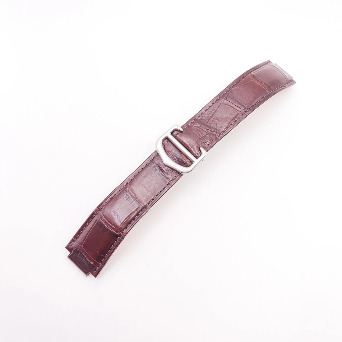 Brown Leather Watch Strap for Ballon Bleu with 12-17mm Steel Deployant Clasp: Brown Leather Watch Strap for Ballon Bleu with 12-17mm Steel Deployant Clasp This is a Cartier Ballon Bleu brown alligator leather two-piece wristwatch strap with a steel deployant clasp. It is design