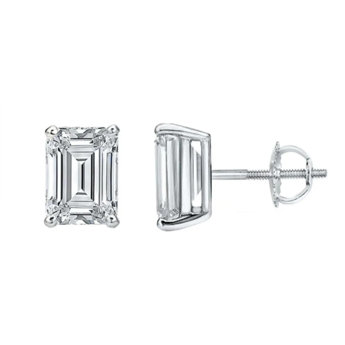 Rachel Koen Lab Grown Emerald Diamond Stud Earrings 14k White Gold 1.04ctw Pair (1 of 4)
