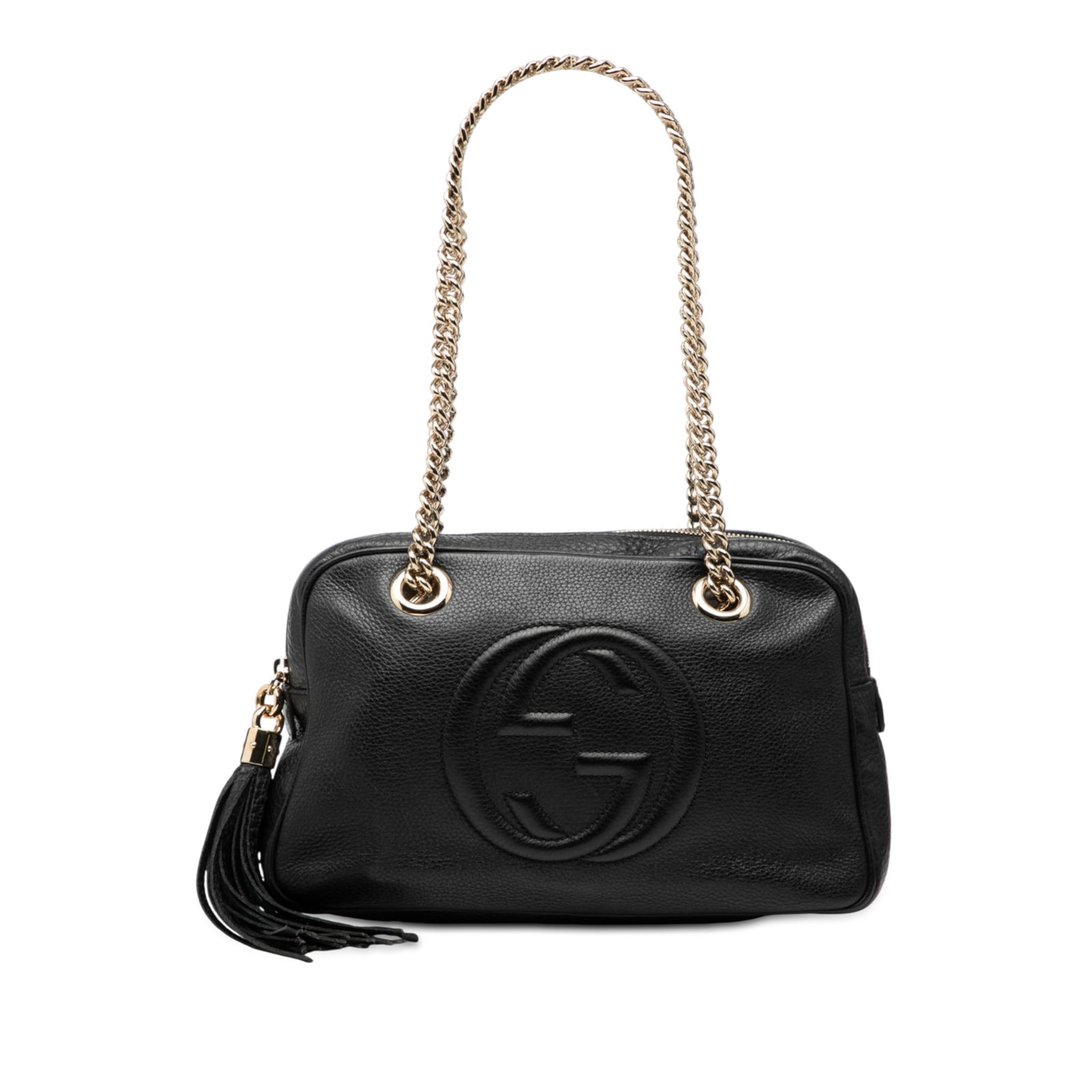 Gucci Soho Black Leather Shoulder Bag with Chain Strap and Tassel (1 of 7)