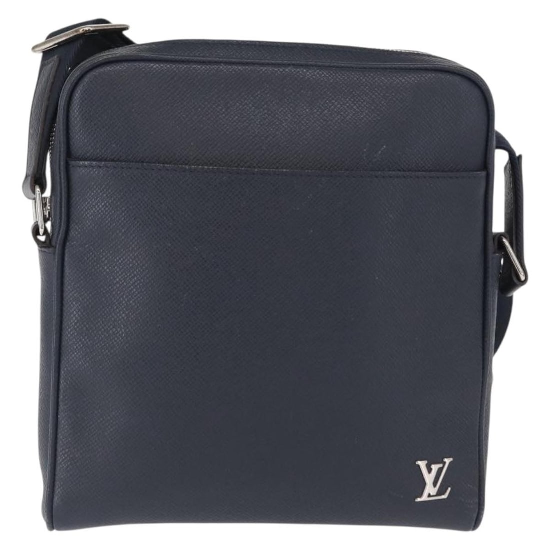 Louis Vuitton Taiga Leather Navy Alex Crossbody Bag 21x22x4cm: Louis Vuitton Taiga Leather Navy Alex Crossbody Bag 21x22x4cm This Louis Vuitton Alex Messenger Bag is crafted from navy Taiga leather, designed for unisex use. The bag features a compact silhouette w