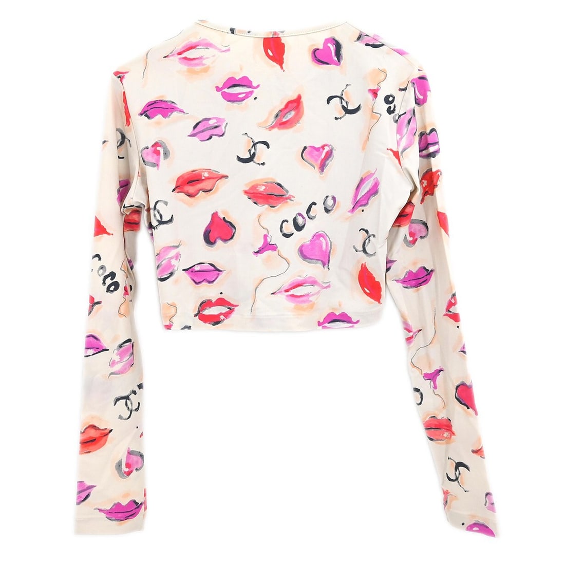 Chanel Vintage White Long Sleeve Cropped T-Shirt #44 - 2