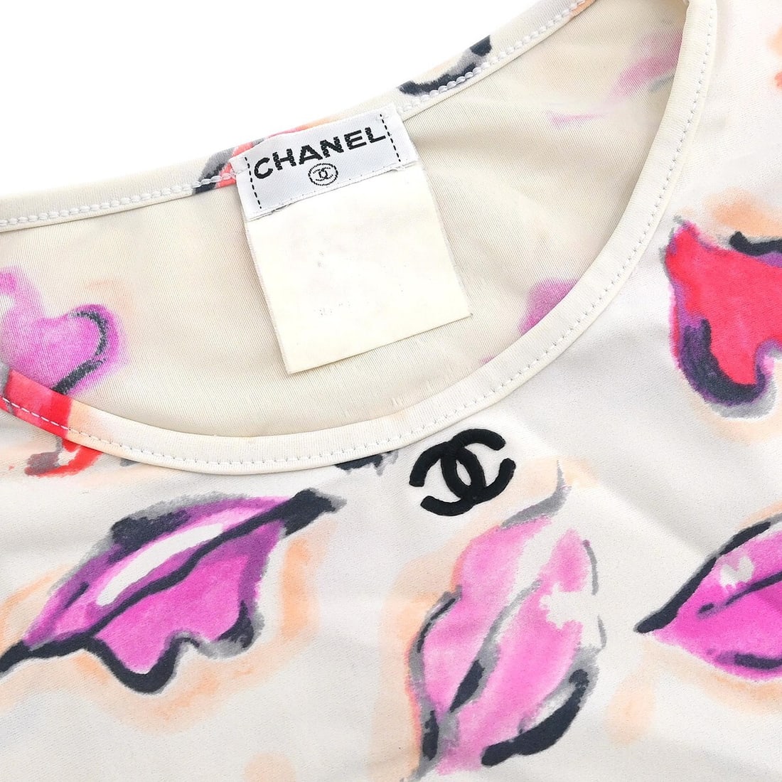 Chanel Vintage White Long Sleeve Cropped T-Shirt #44 - 4