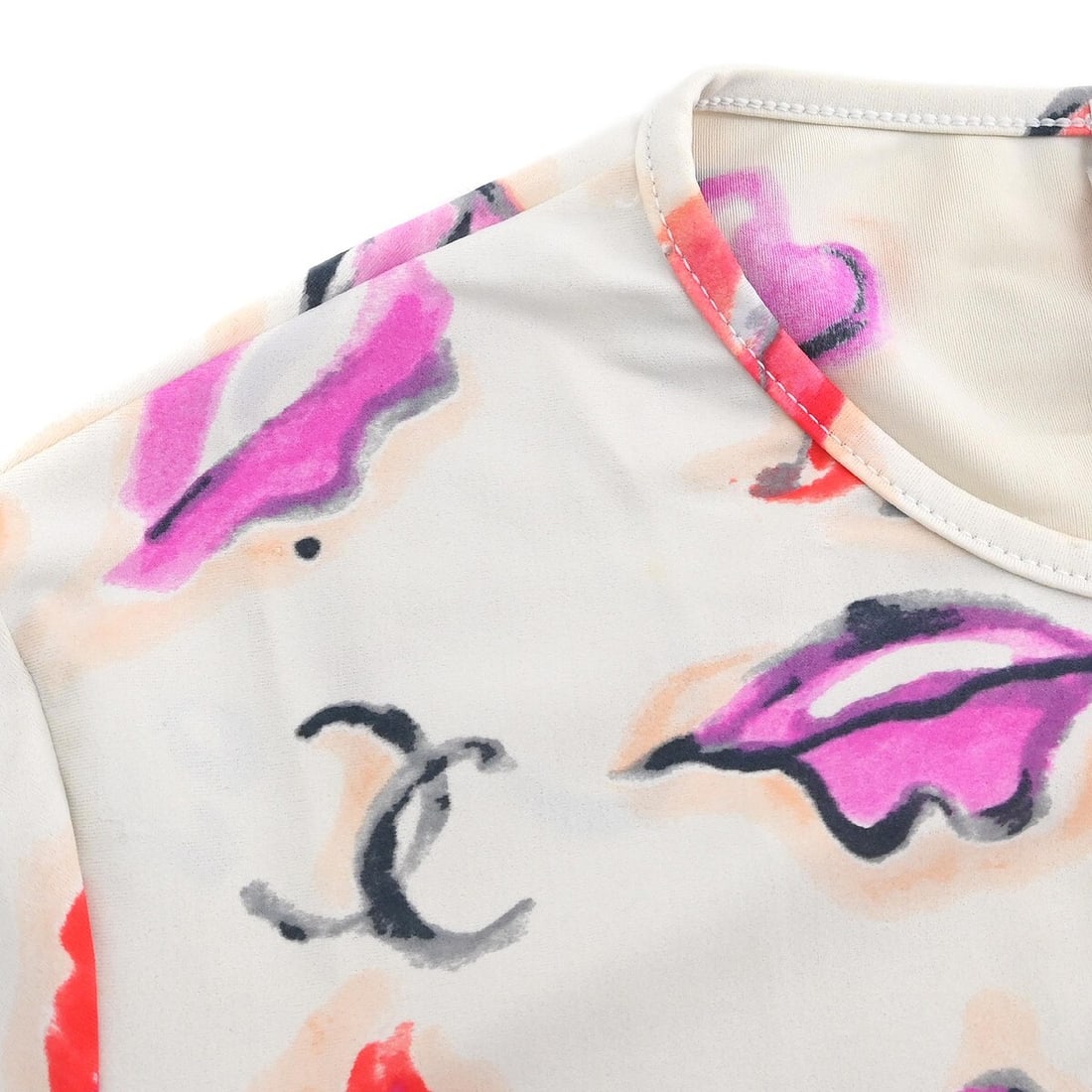 Chanel Vintage White Long Sleeve Cropped T-Shirt #44 - 7