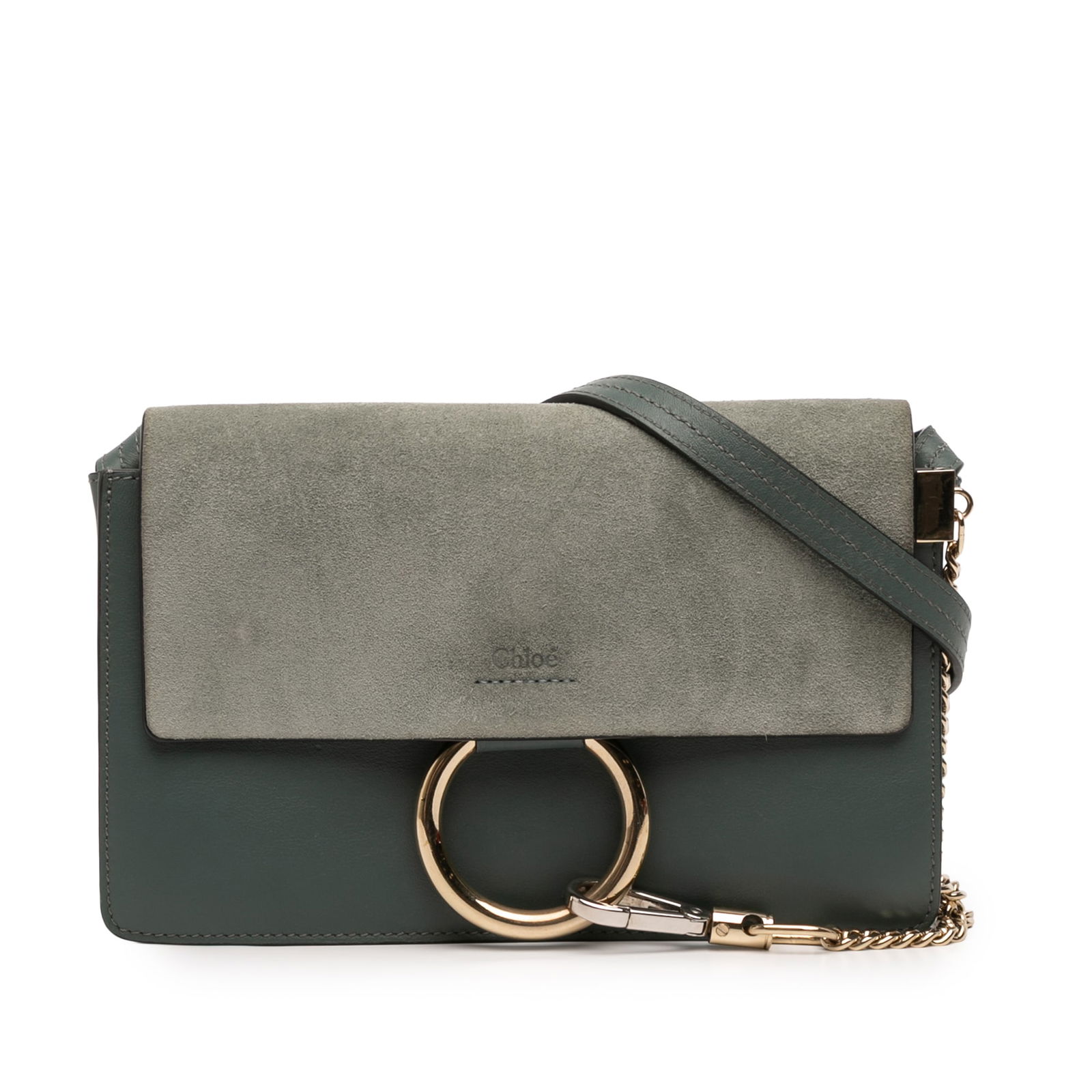 Chloe Faye Small Blue Suede Calfskin Leather Crossbody Bag: Chloe Faye Small Blue Suede Calfskin Leather Crossbody Bag This Chloe Small Suede and Calfskin Faye Crossbody features a blue calf leather body, an adjustable flat leather strap, a suede top flap with