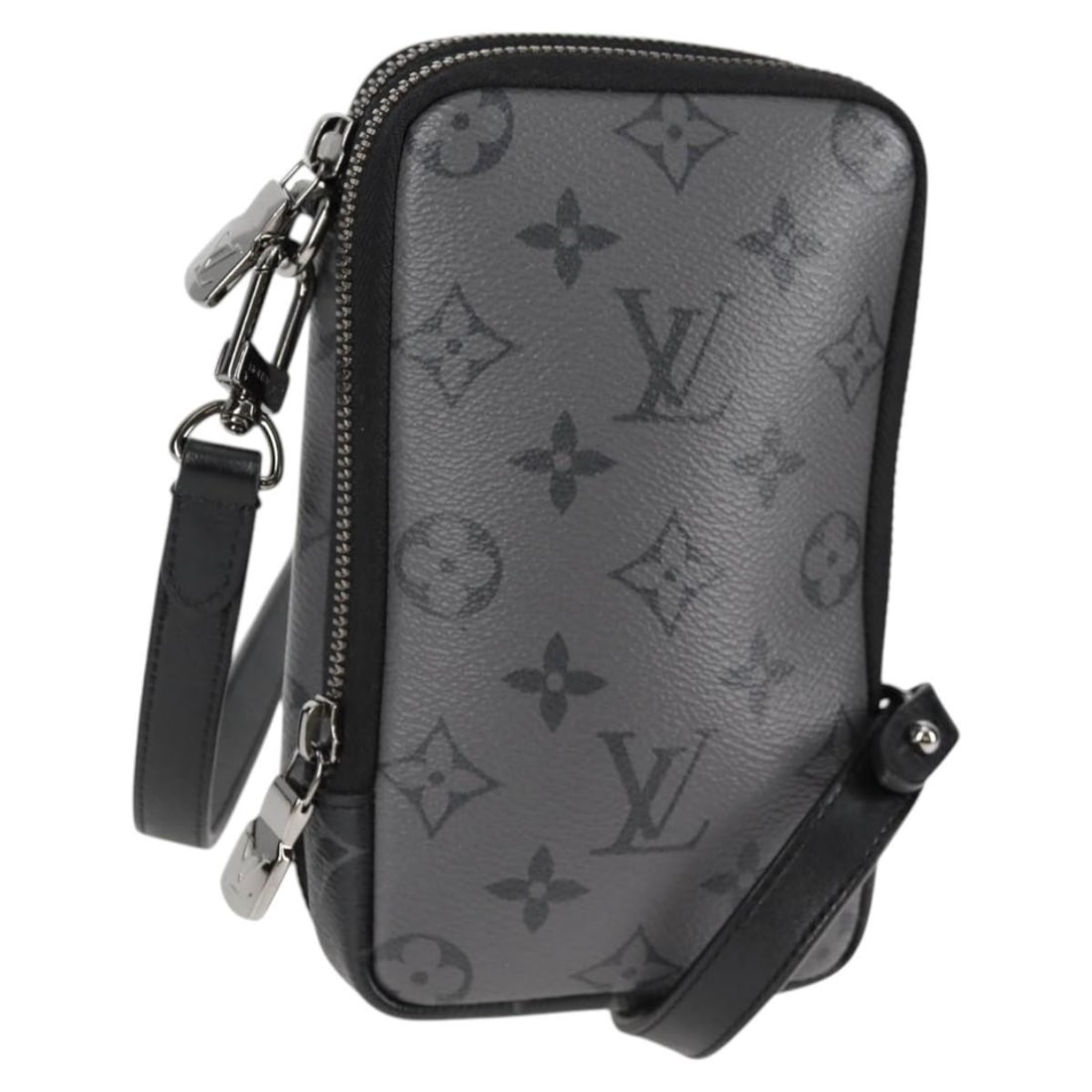 Louis Vuitton Monogram Eclipse Canvas Double Phone Pouch Gray M69534 (1 of 18)