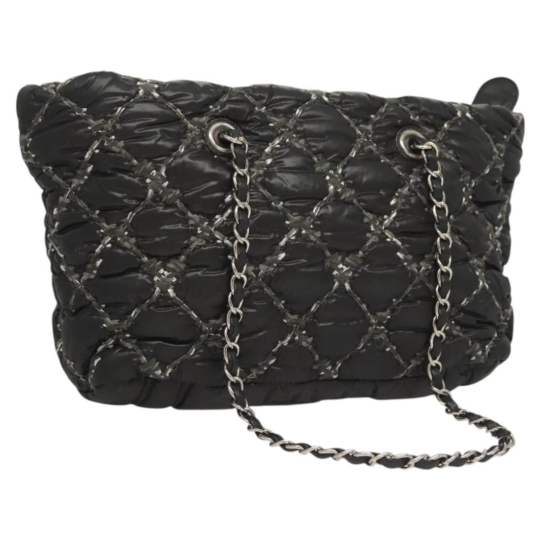 Chanel Nylon Zip Tote Bag Tweed Quilted Black 28cm by 18cm by 9cm (1 of 18)