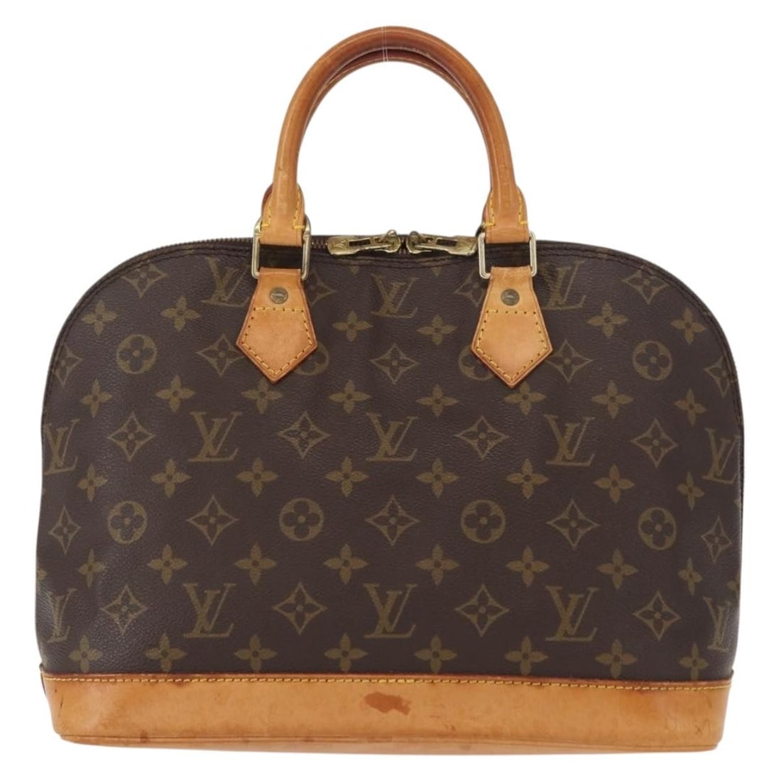 Alma Brown Canvas Handbag by Louis Vuitton France: Alma Brown Canvas Handbag by Louis Vuitton France This Louis Vuitton Alma Handbag is crafted from signature monogram canvas in brown and designed for women. Made in France, it features canvas material