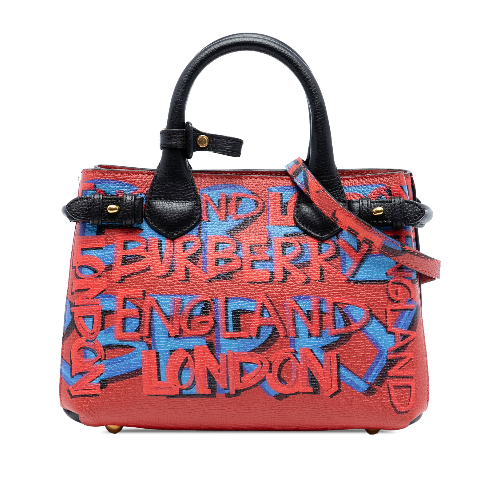 Burberry Banner Small Satchel in Graffiti Print Calfskin Leather: Burberry Banner Small Satchel in Graffiti Print Calfskin Leather This Burberry Small Graffiti Print Banner Satchel features a distinctive printed leather body crafted from grainy calfskin, rolled leat