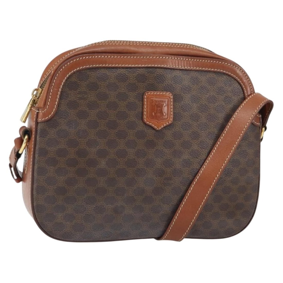 Vintage Celine Macadam Canvas Leather Shoulder Bag Brown (1 of 18)