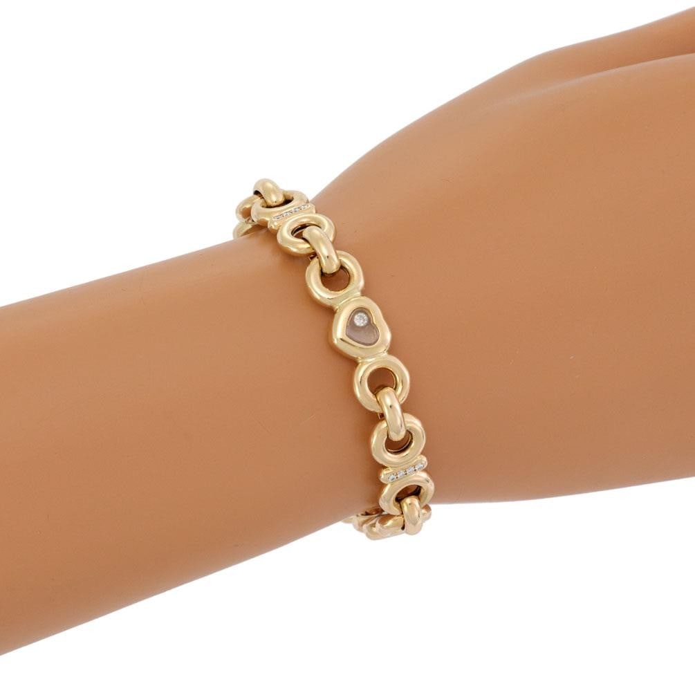 Chopard Happy Diamond 18k Yellow Gold Heart Bracelet with Floating Diamond - 5
