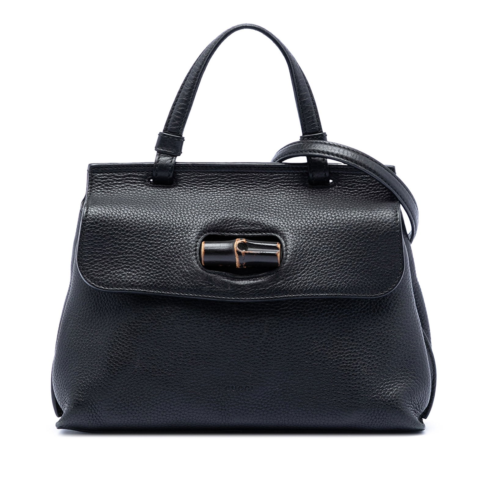 Gucci Bamboo Daily Small Black Leather Satchel with Top Handle and Strap (1 of 6)